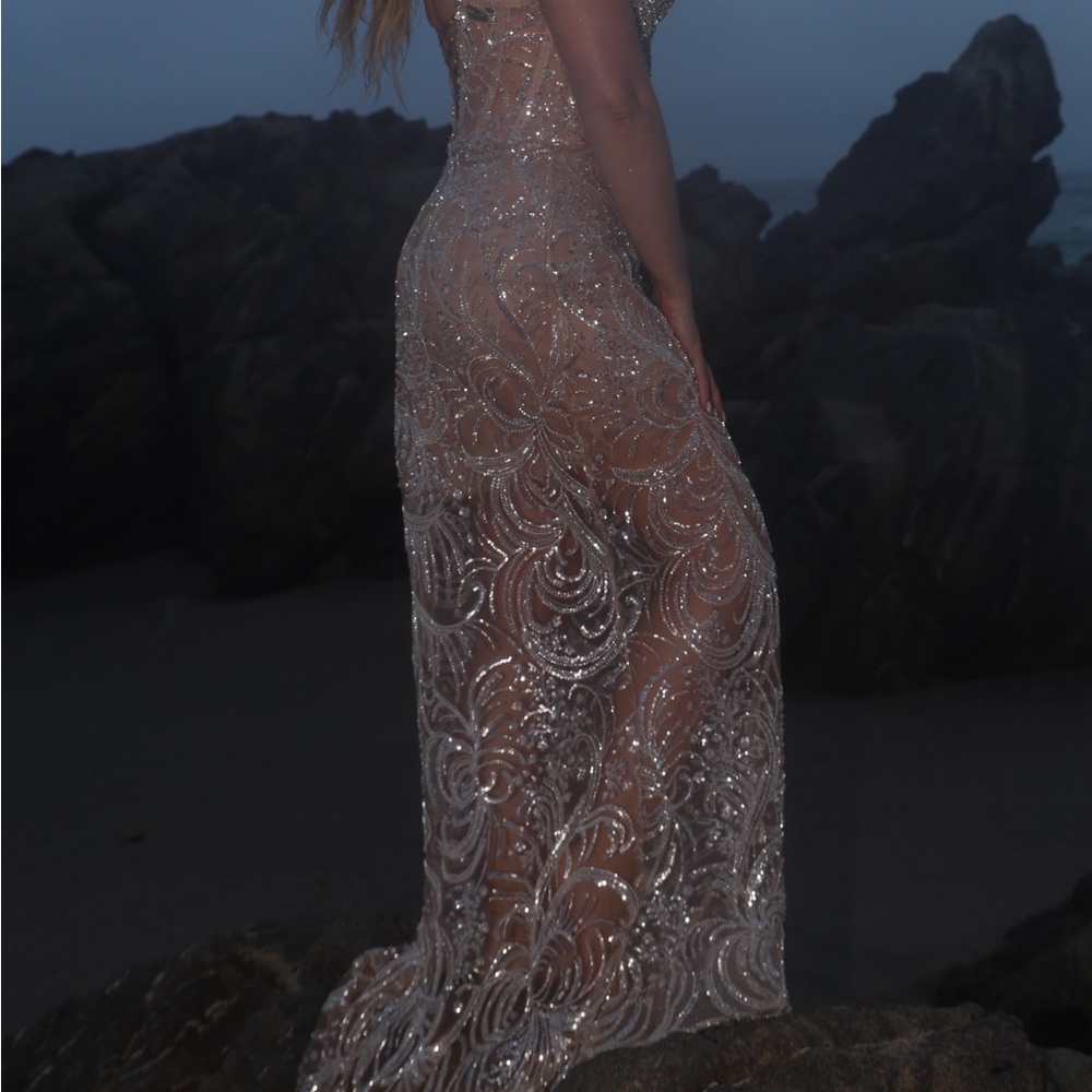 Elegant Silver Wedding, Prom, Party Embellished Dress - Picture 6 of 6